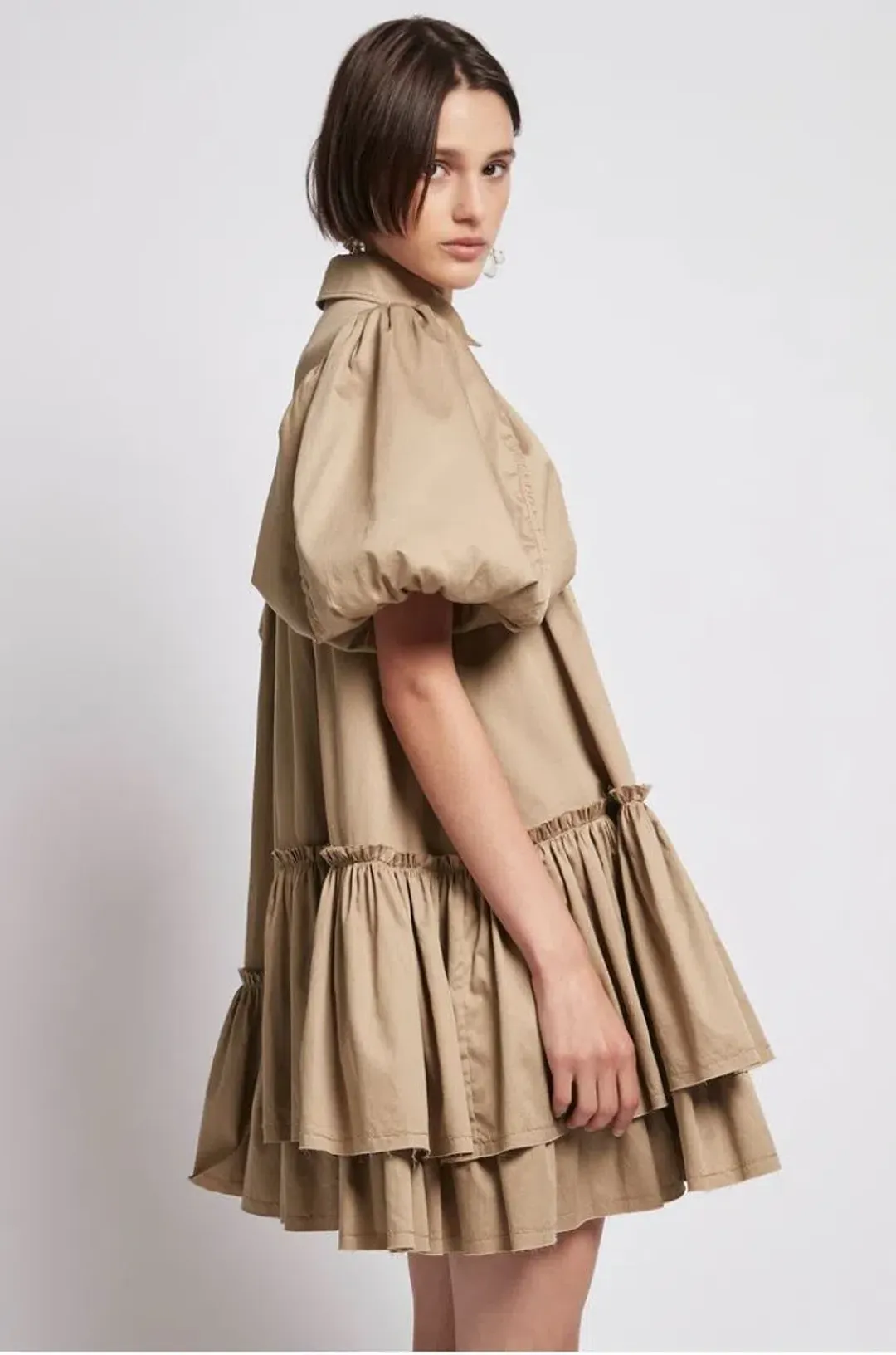 Aje Ambience Shirt Dress Brown Size 8 for rent on The Volte - main image
