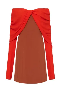 Bianca Spender Crepe Jean Dress Brick Red Size 12 for rent on The Volte - image 5