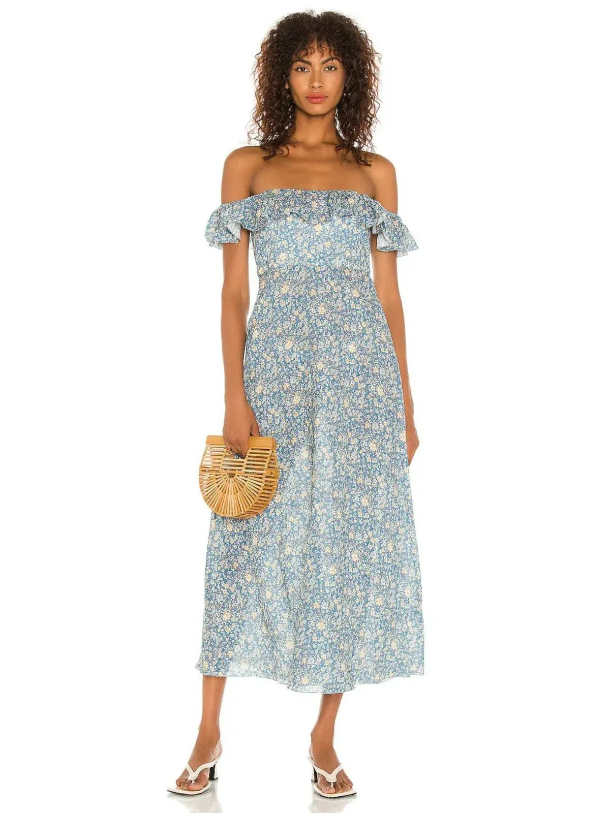 Zimmermann Carnaby Ruffle Floral Midi Dress Blue Floral Size 3 / AU 14 - Image 2