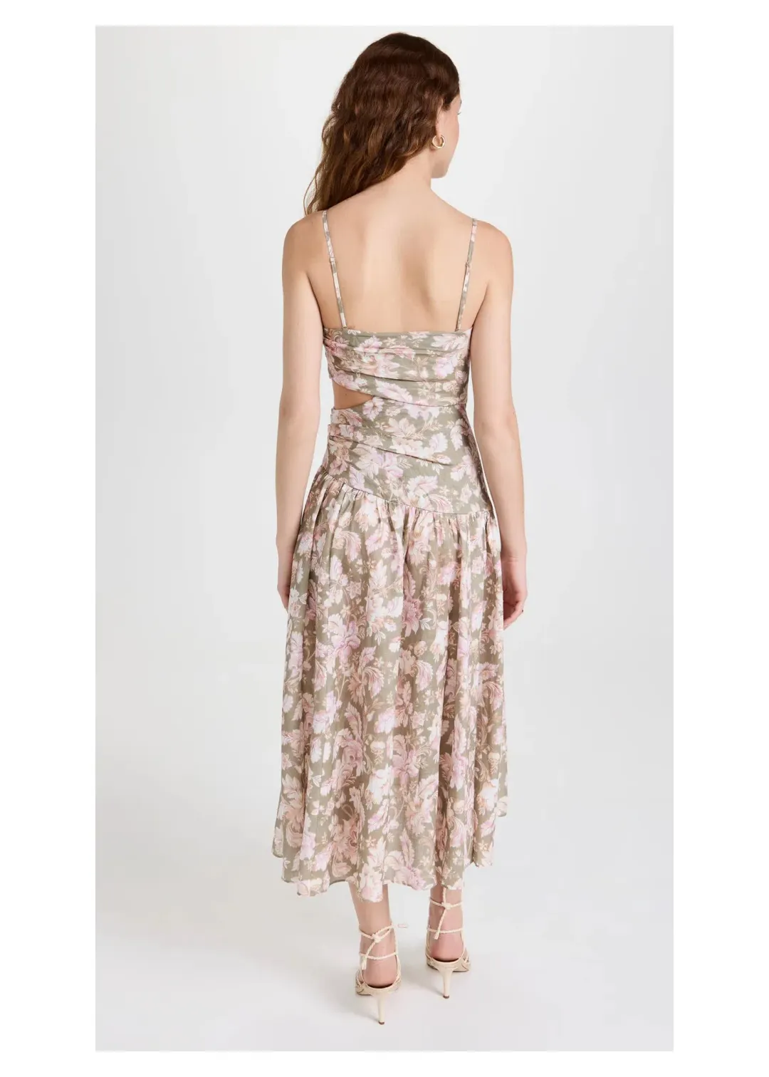 Zimmermann Lyre Wrap Tie Side Midi Dress Floral Size 1 / Au 10 for rent on The Volte - main image