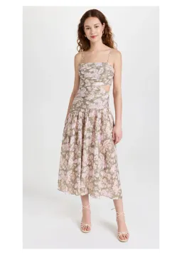 Zimmermann Lyre Wrap Tie Side Midi Dress Floral Size 1 / Au 10 for rent on The Volte - image 1