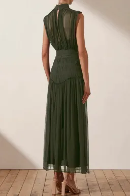 Shona Joy Clemence High Neck Midi Dress Green Size 8 / S for rent on The Volte - image 2