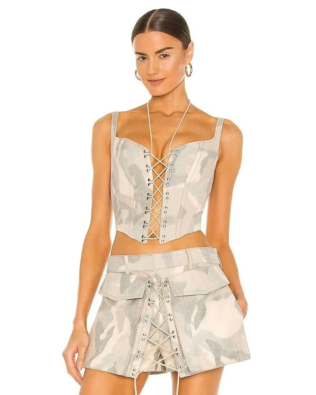 Dion Lee Ikat Camo Corset Print Size 8 for rent on The Volte - main image