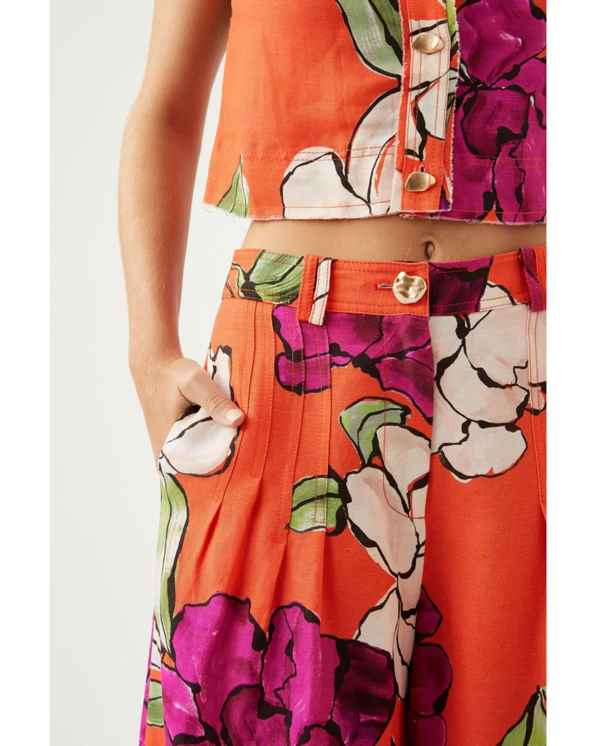 Aje Dazzling Floral Wide Leg Pant in Vivid Camellia Size XL / AU 14 - Image 4