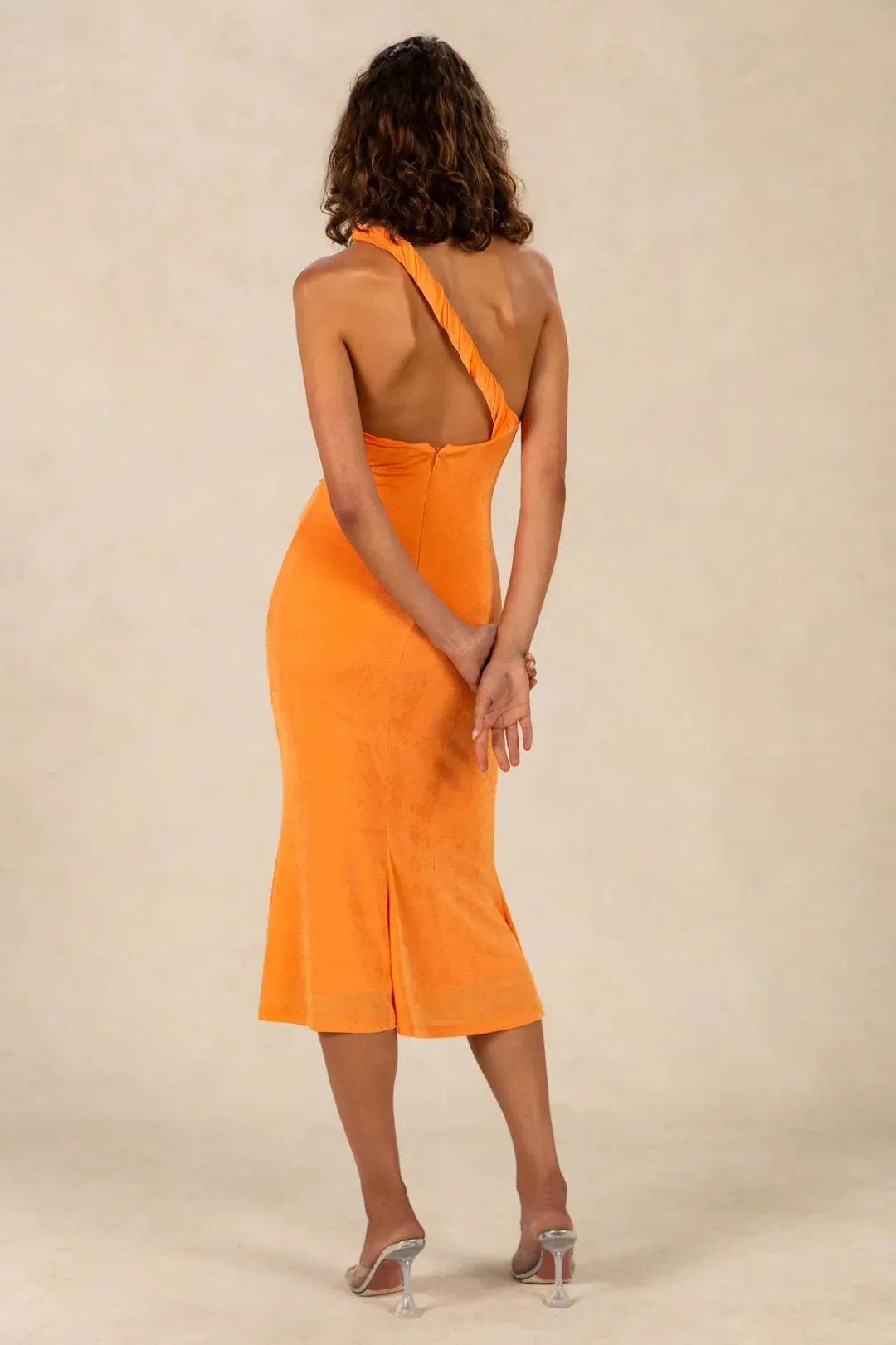 Misha Dune Slinky Jersey Midi Dress Orange Size 10/M for rent on The Volte - main image
