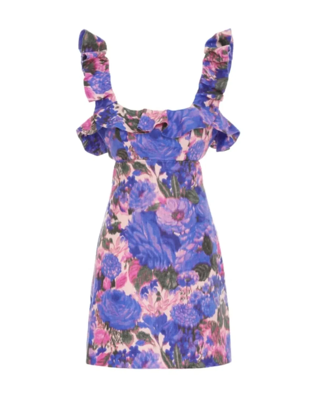 Zimmermann High Tide Frilled Mini Dress Purple Ikat Floral Size 0 / Au 8 - Image 4