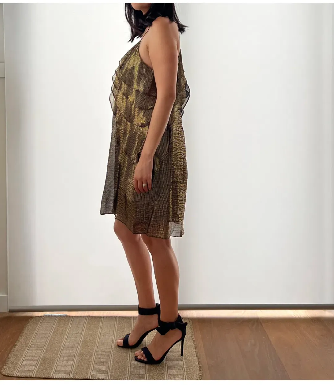 Zimmermann Metallic Frill Dress Gold Size 2 / Au 12 for rent on The Volte - main image