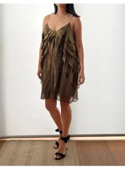 Zimmermann Metallic Frill Dress Gold Size 2 / Au 12 for rent on The Volte - image 1