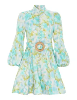 Zimmermann The High Tide Buttoned Mini in Aqua Ikat Floral Size 1 / Au 10 for rent on The Volte - image 4
