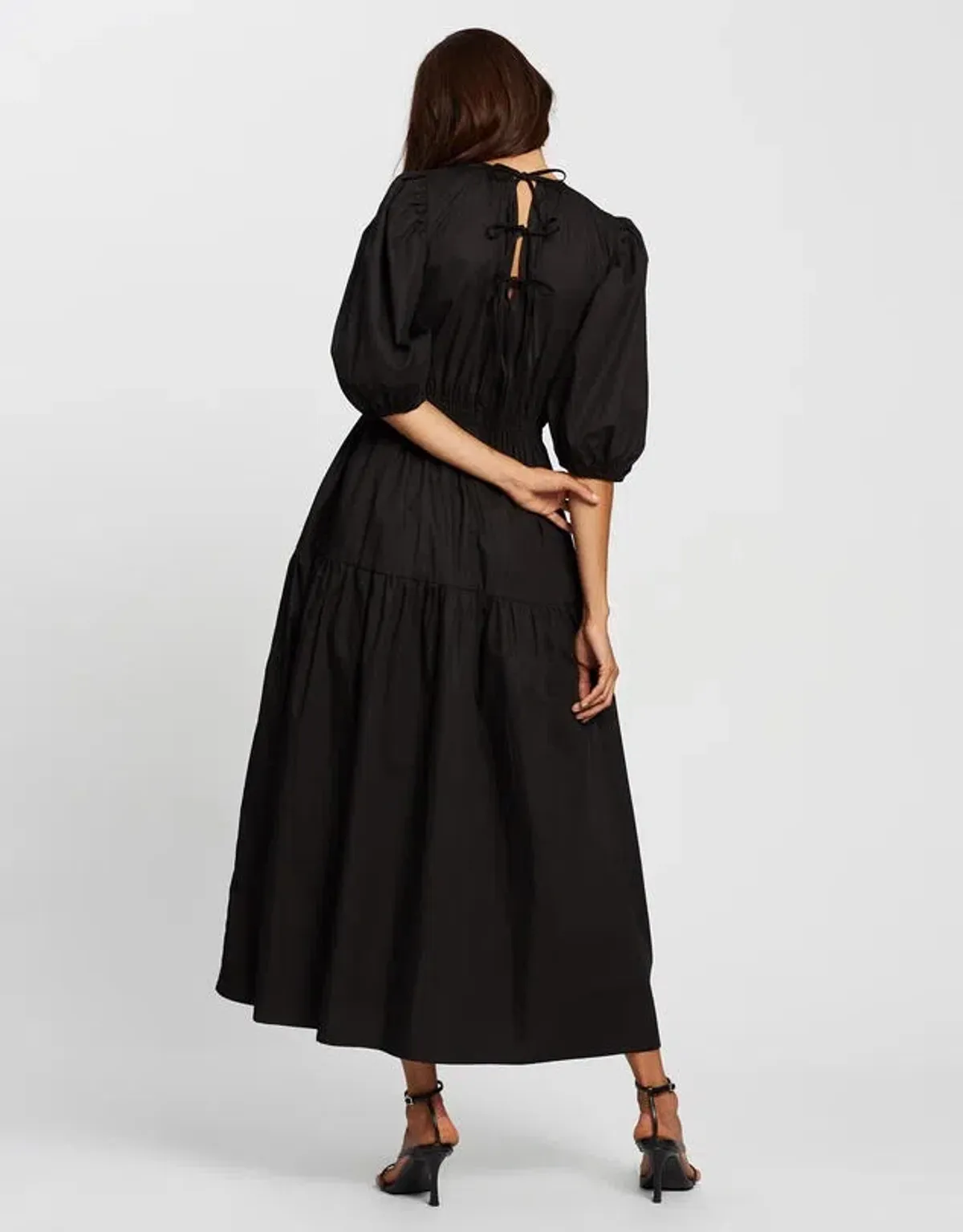 Aere Organic Cotton Poplin Midi Dress Black Size 8 - Image 3