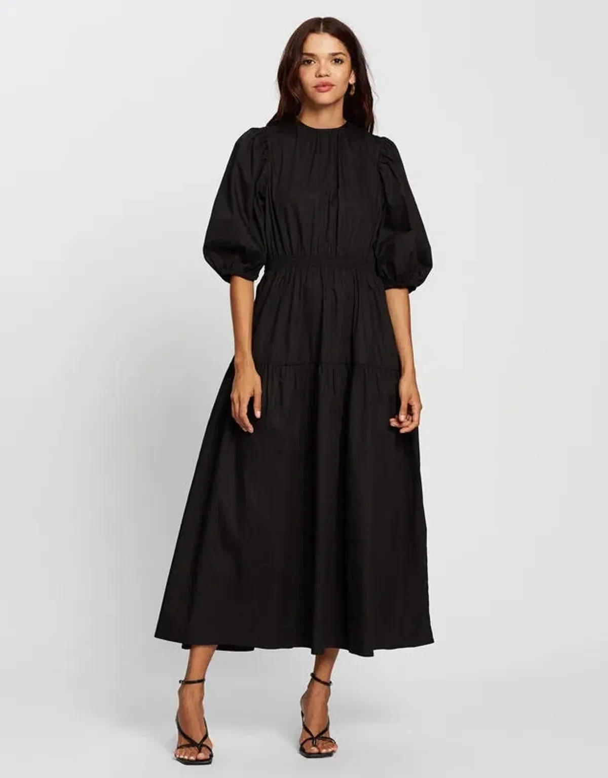 Aere Organic Cotton Poplin Midi Dress Black Size 8 - Image 1