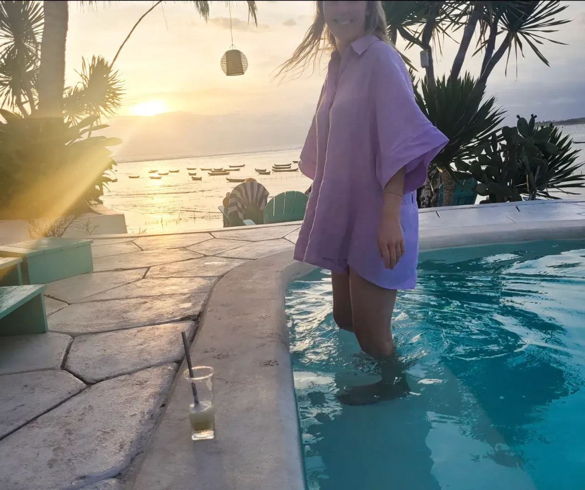 Coco Willow Rae Linen Playsuit in Lavender Size 8 - Image 4