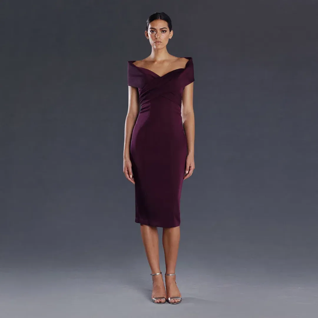 Jadore Off-Shoulder Plum Dress Purple Size 14 for rent on The Volte - main image