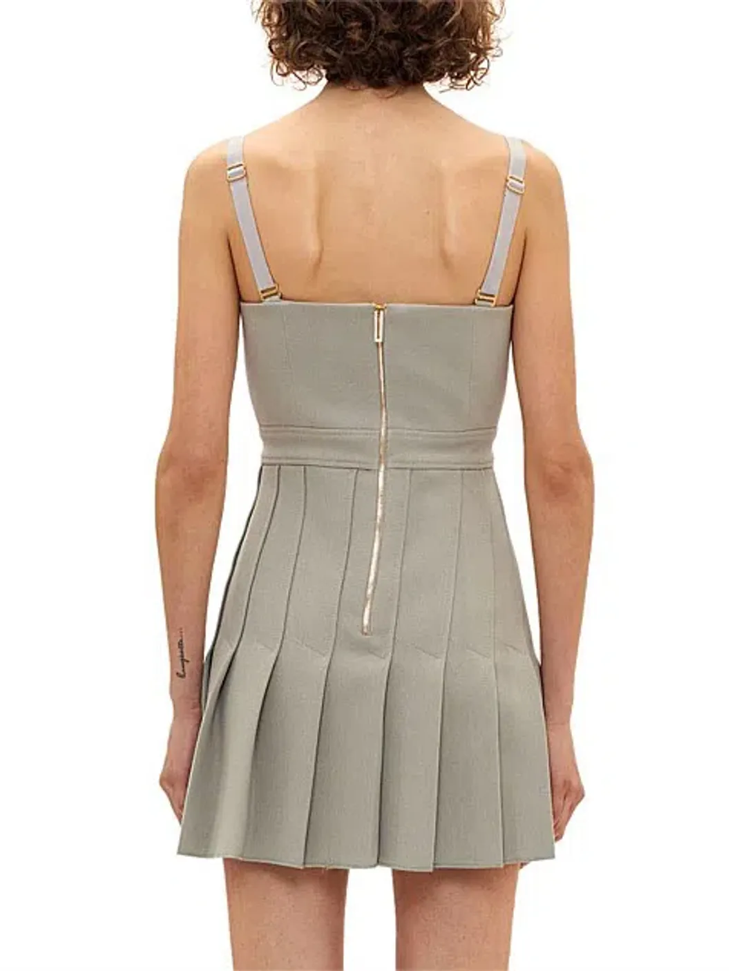 Dion Lee Column Pleated Mini Dress Green Size 8 for rent on The Volte - main image