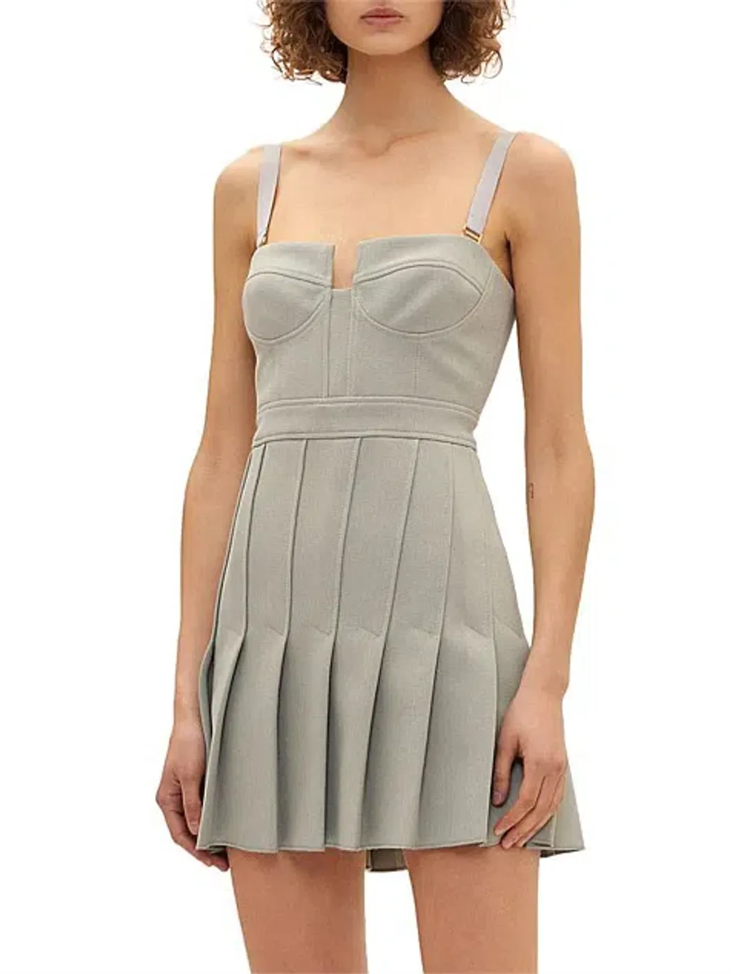 Dion Lee Column Pleated Mini Dress Green Size 8 for rent on The Volte - main image