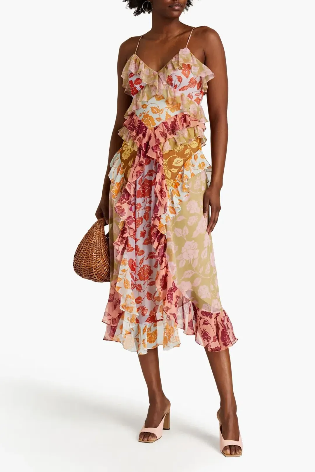 Zimmermann The Lovestruck Slip Midi Dress Patchwork Floral Size 0/Au 8 for rent on The Volte - main image