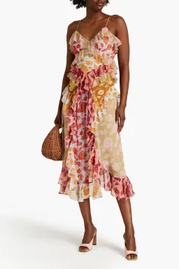 Zimmermann The Lovestruck Slip Midi Dress Patchwork Floral Size 0/Au 8 for rent on The Volte - image 1