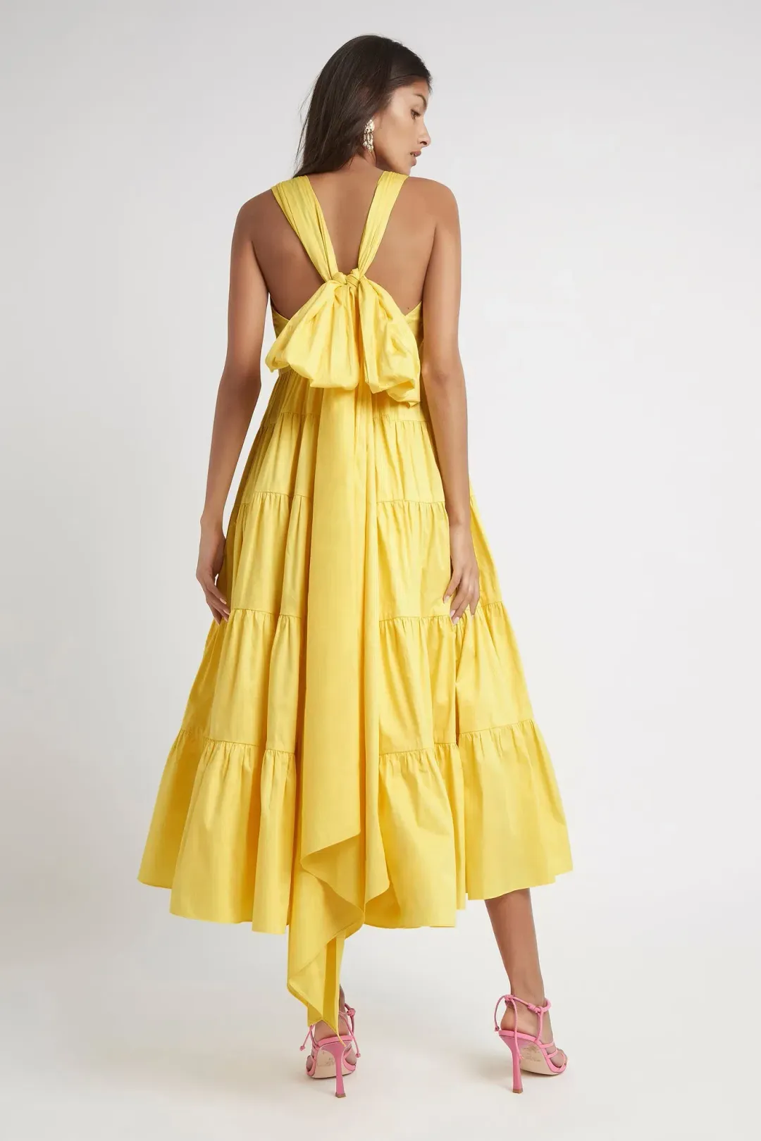 Aje Solstice Tiered Maxi Dress Yellow Size 8 for rent on The Volte - main image