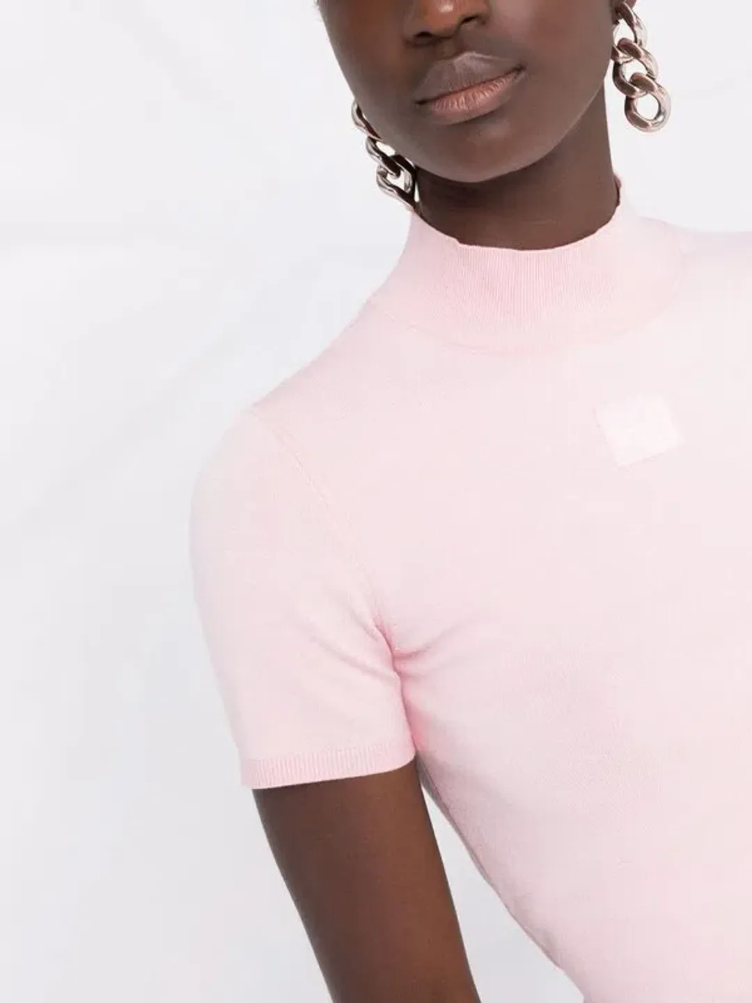 Alexander Wang logo print mock neck T-Shirt Pink Size 8 for rent on The Volte - main image