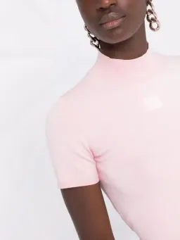 Alexander Wang logo print mock neck T-Shirt Pink Size 8 for rent on The Volte - image 2