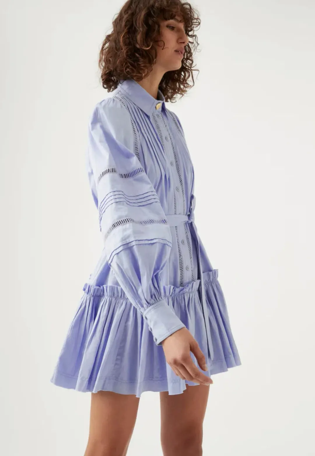 Aje Elodie Ladder Trim Mini Dress Cool Lavender Size 14 for rent on The Volte - main image