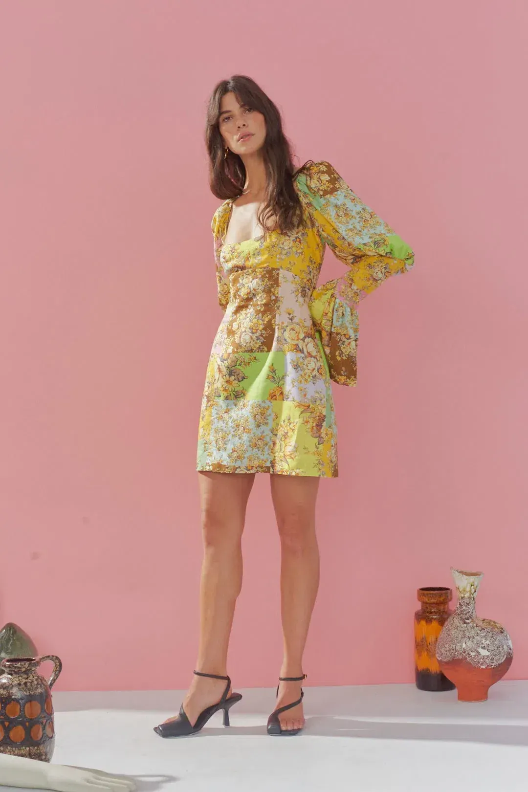 Alemais Matilde Puff Sleeve Mini Dress Multi Size 10 for rent on The Volte - main image