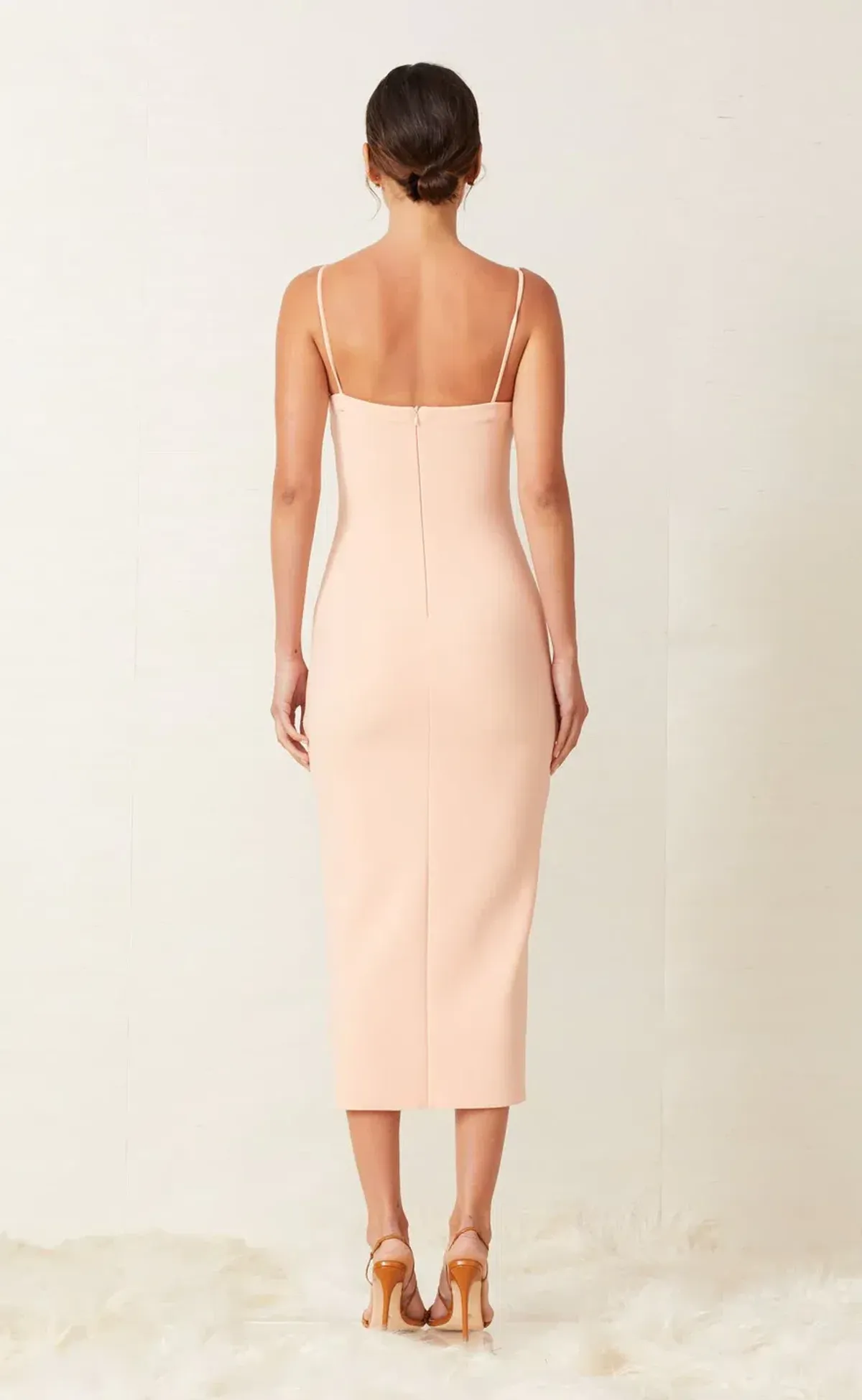 Bec & Bridge Ruby Asym Midi Dress in Peach Size 14 - Image 3