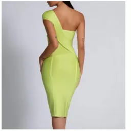 Meshki Eloise Asymmetric Bandage Dress Lime Size XS / Au 6 for rent on The Volte - image 3