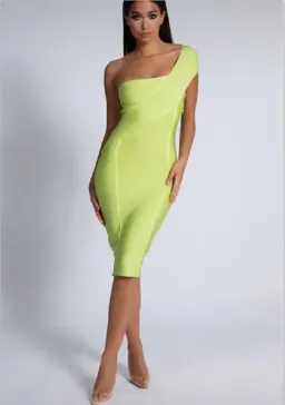 Meshki Eloise Asymmetric Bandage Dress Lime Size XS / Au 6 for rent on The Volte - image 1