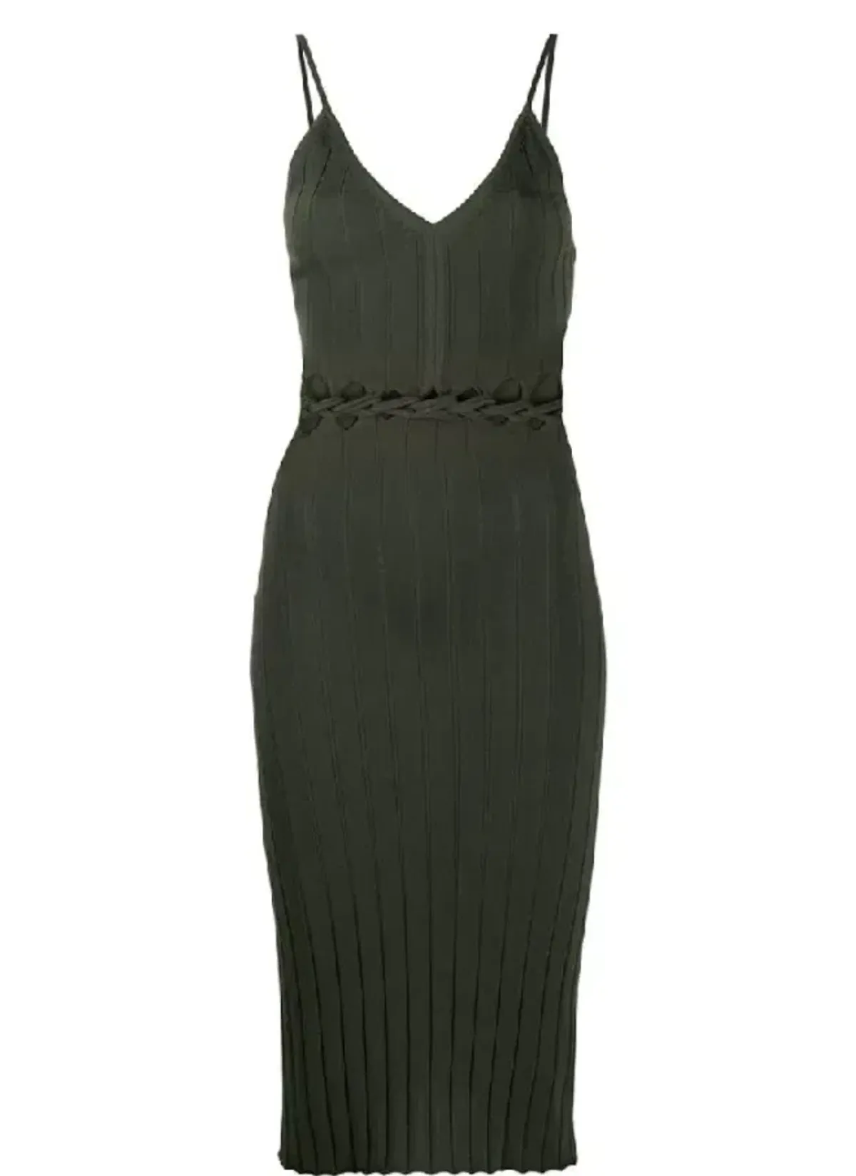 Dion Lee Braid Cami Midi Dress Olive Green Size XS / 6 - Image 3