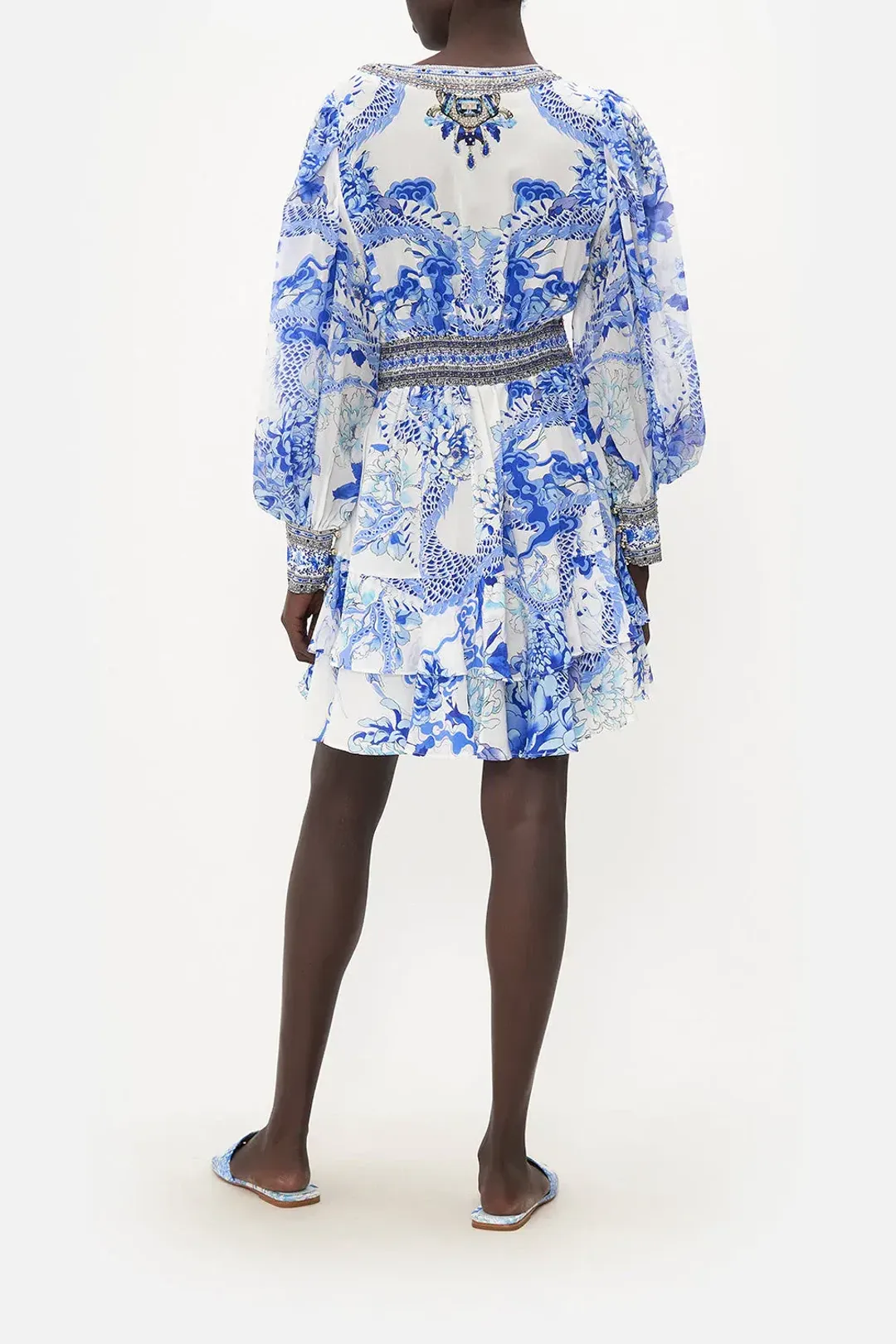 Camilla Button Front Frill Dress Heart Of A Dragon Print Size 10 for rent on The Volte - main image