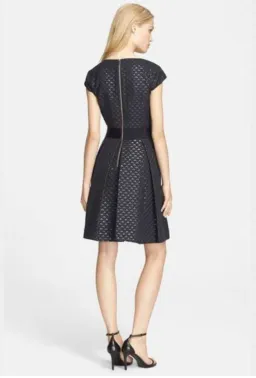 Ted Baker Carice Metallic Jacquard Capsleeve Mini Dress Black Size 0 / Au 6 for rent on The Volte - image 4