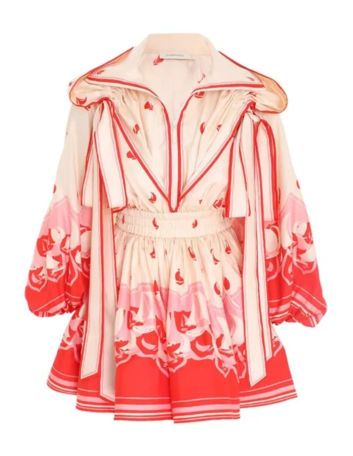 Zimmermann High Tide Billow Mini Dress Red Print Size 0P / Au 6 - Image 2