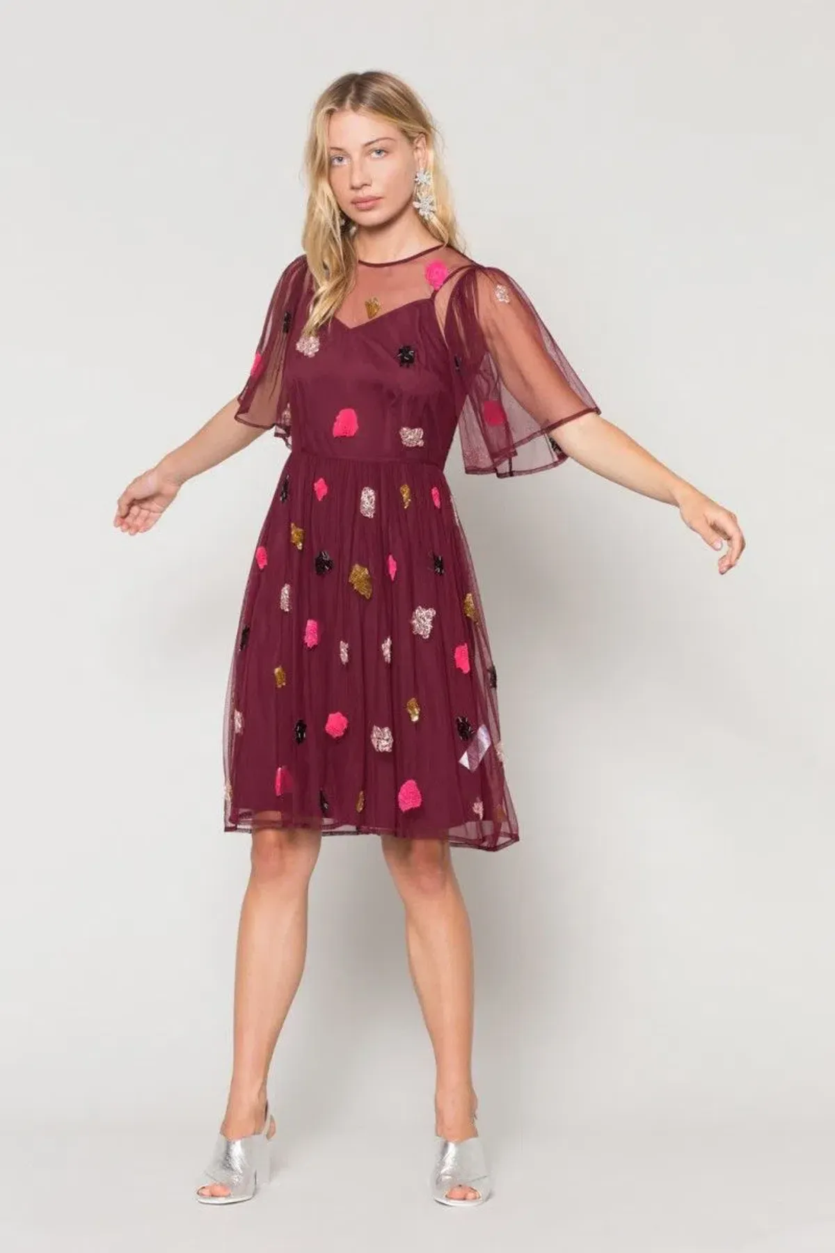 Gorman Claire Embellished Dress Red Beaded Size 8 - Image 1