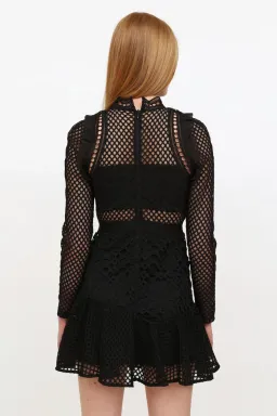 Self Portrait Hall Mini Dress Black Size 12 for rent on The Volte - image 4