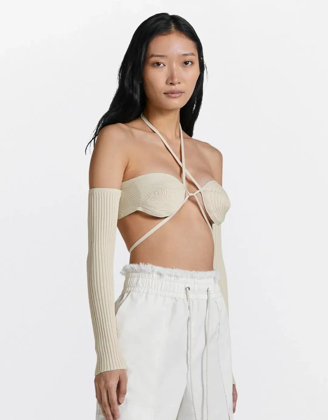 Dion Lee Spiral Rib Bralette Cream Size S/Au 8 for rent on The Volte - main image