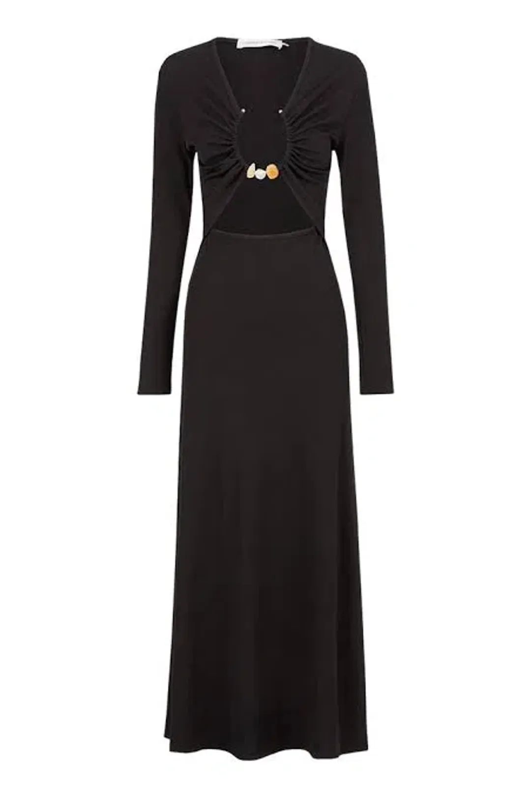 Christopher Esber Split Quartz Ruched Dress Black Size 8 for rent on The Volte - main image
