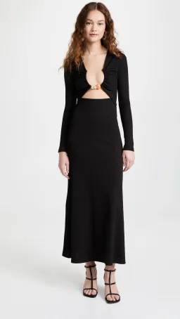Christopher Esber Split Quartz Ruched Dress Black Size 8 for rent on The Volte - image 1