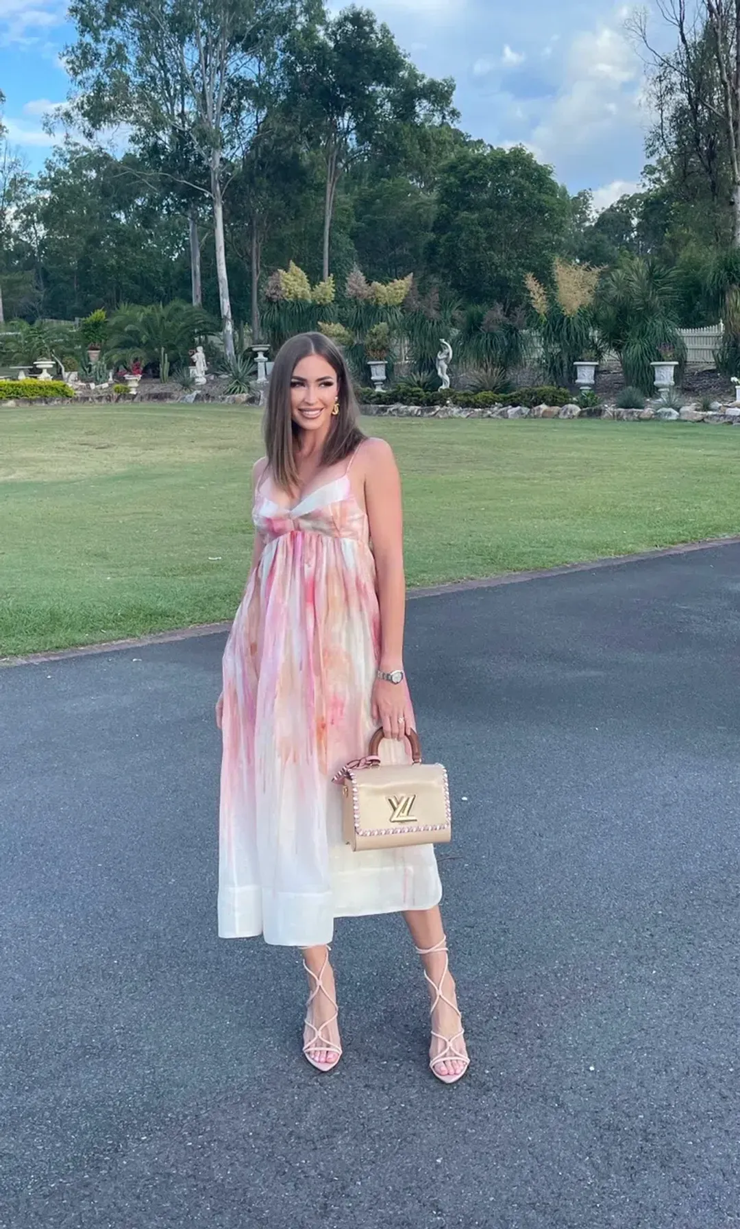 Zimmermann Dancer Empire Line Midi Dress Pink Size 8 for rent on The Volte - main image