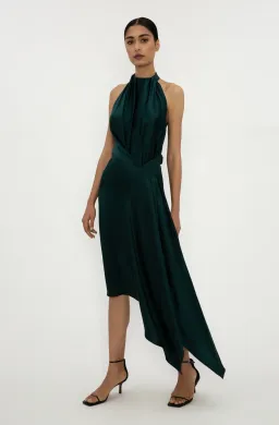 Bianca Spender Petrol Silk Isabella Dress Green Size 8 for rent on The Volte - image 1