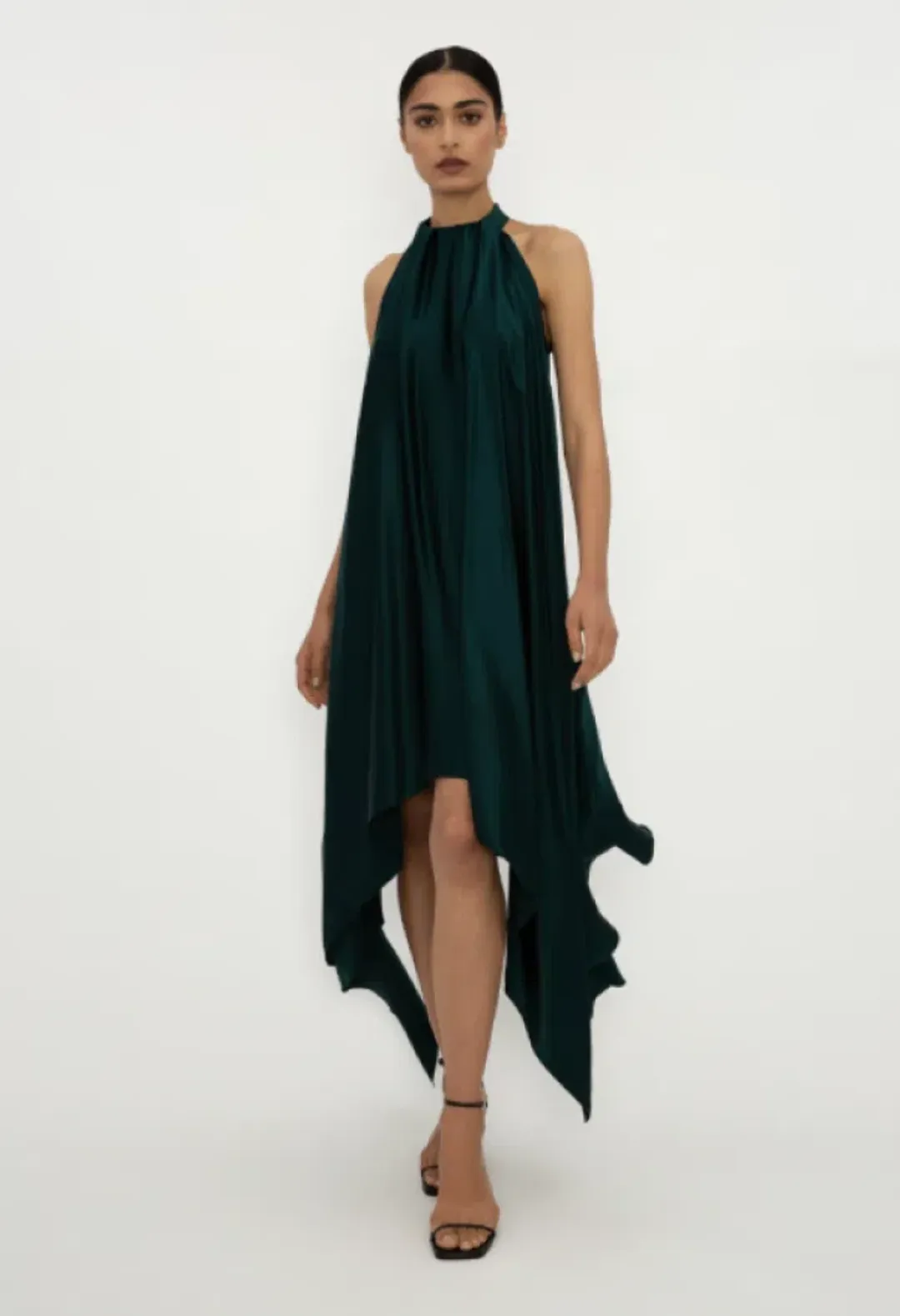Bianca Spender Petrol Silk Isabella Dress Green Size 8 for rent on The Volte - main image