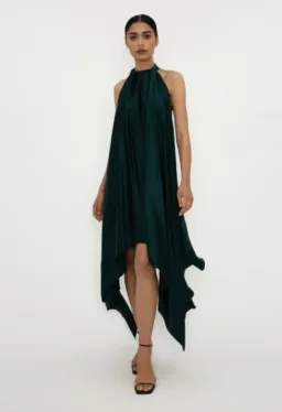 Bianca Spender Petrol Silk Isabella Dress Green Size 8 for rent on The Volte - image 2