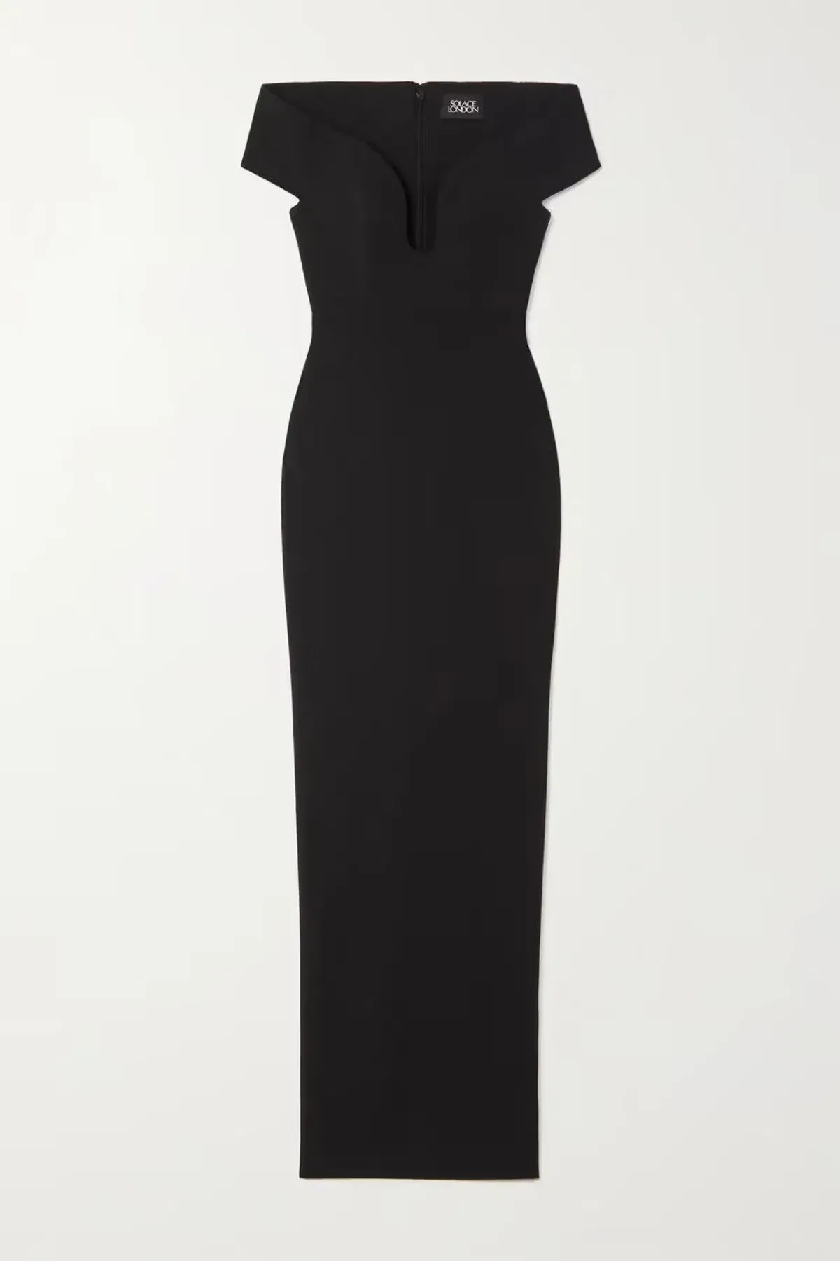 Solace London Marlowe Off-the-shoulder Crepe Gown Black Size 8 - Image 4