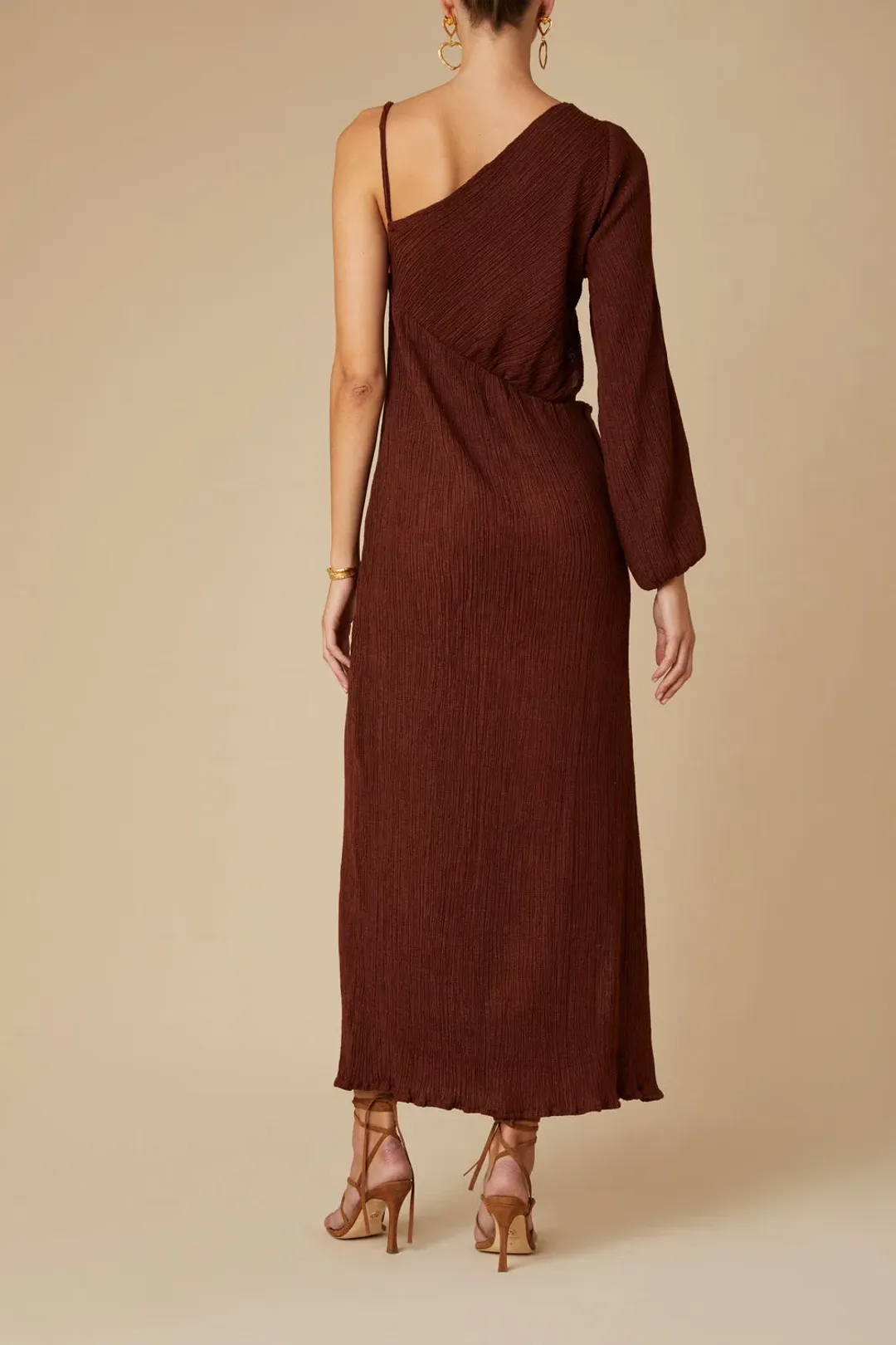 Savannah Morrow Cher Dress Mahogany Size XS for rent on The Volte - main image