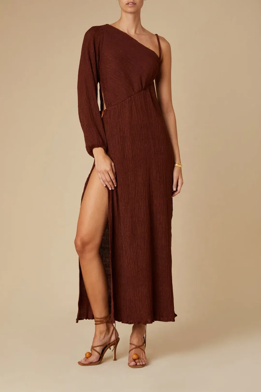 Savannah Morrow Cher Dress Mahogany Size XS for rent on The Volte - main image