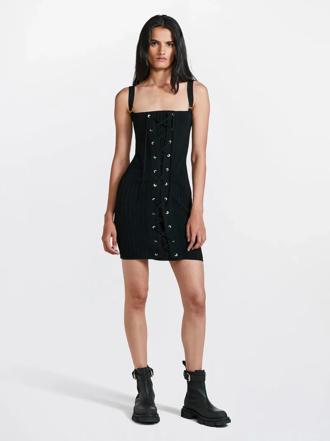 Dion Lee Laced Corset Dress Black Size S/Au 8 for rent on The Volte - main image