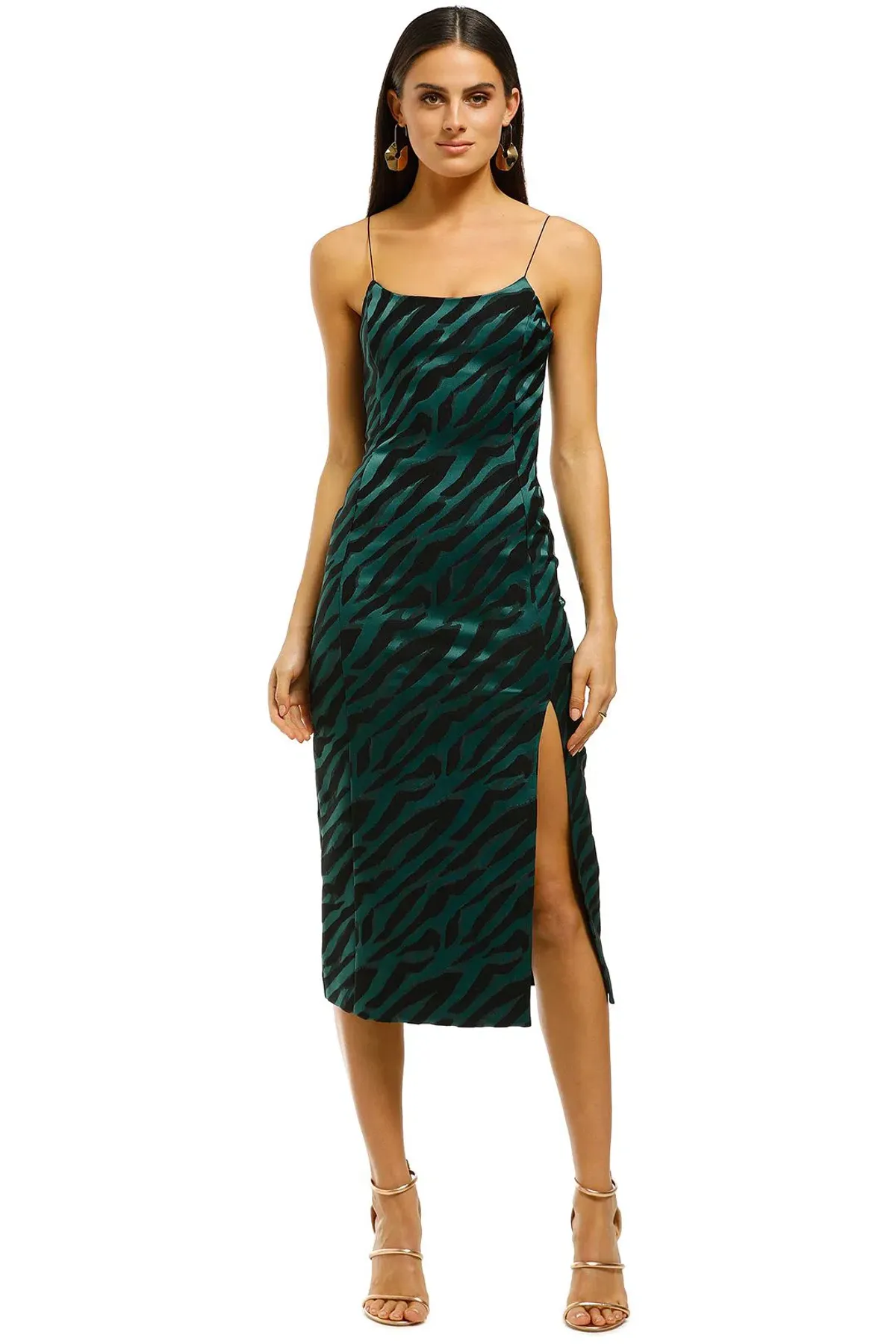 Bec & Bridge Discotheque Midi Dress Emerald Zebra Size 12 for rent on The Volte - main image