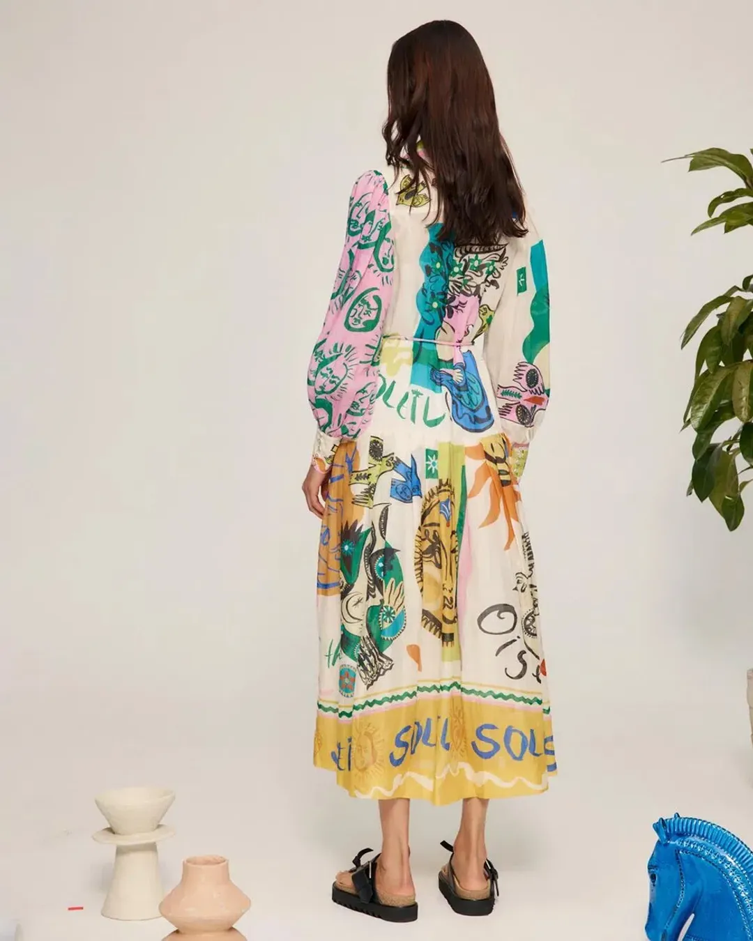 Alemais Soleil Patchwork Shirtdress - Size 12 for rent on The Volte - main image