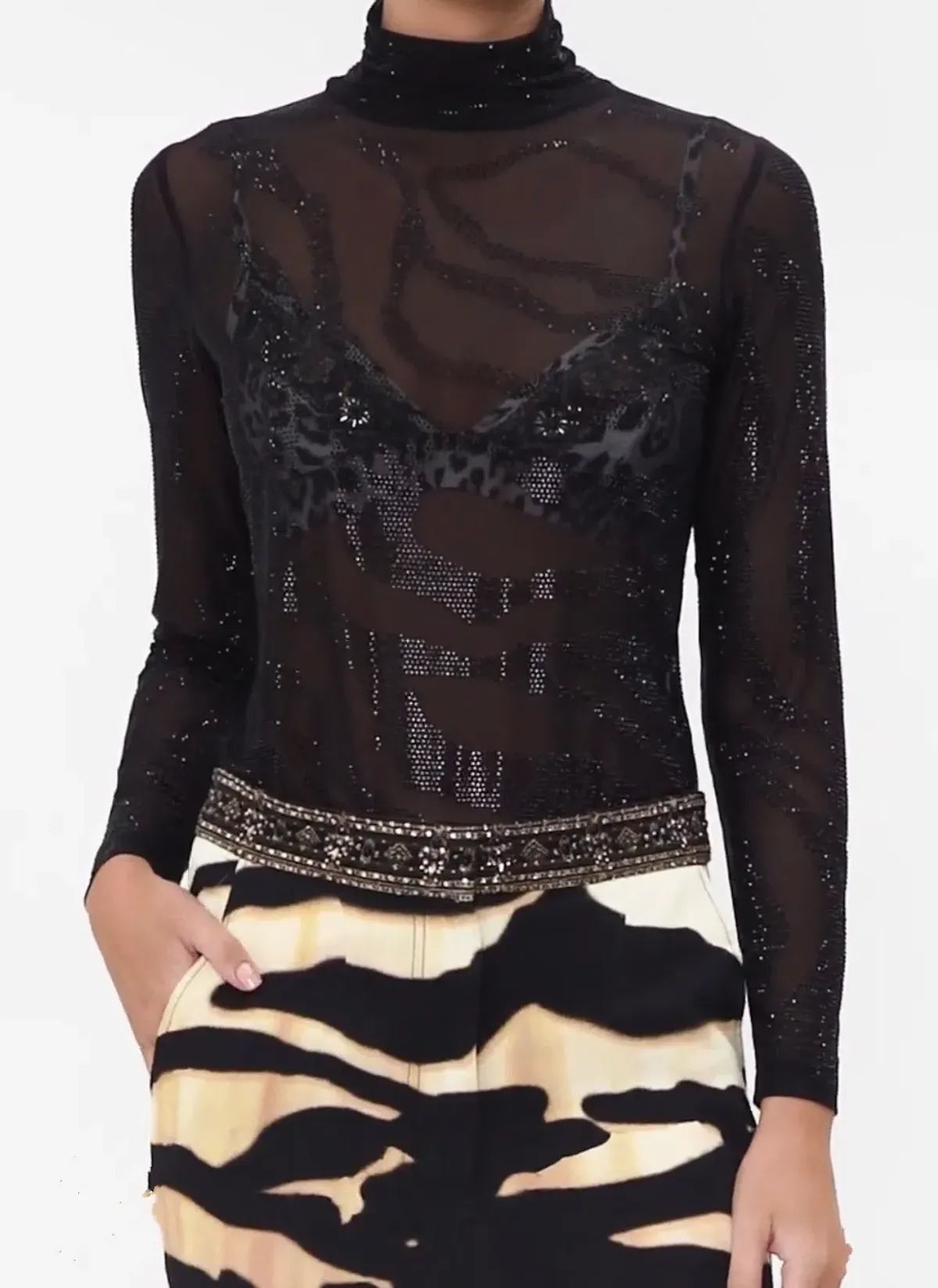 Camilla Jersey Turtleneck Tame My Tiger Black with Camilla Cool For Cats Soft Bra with Back Clip (AU16) - Image 2