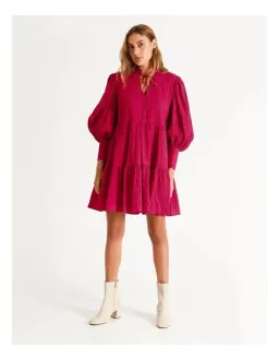 Piper Cotton Tiered Mini Dress Pink Size AU 6 for rent on The Volte - image 1